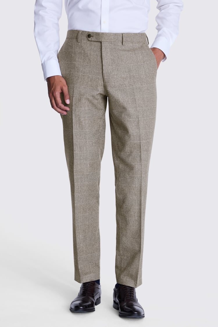 Italian Tailored Fit Brown Check Pants