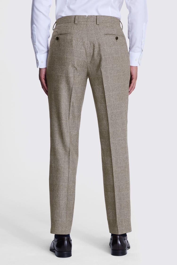 Italian Tailored Fit Brown Check Trousers