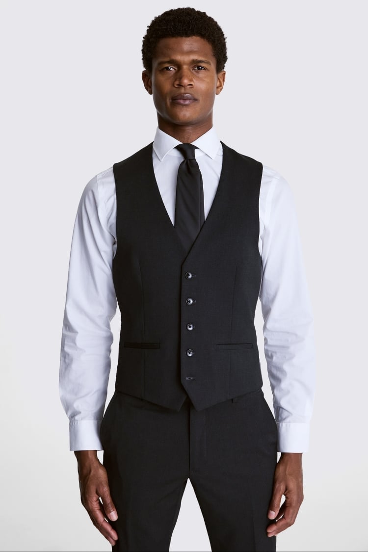 Slim Fit Charcoal Stretch Vest