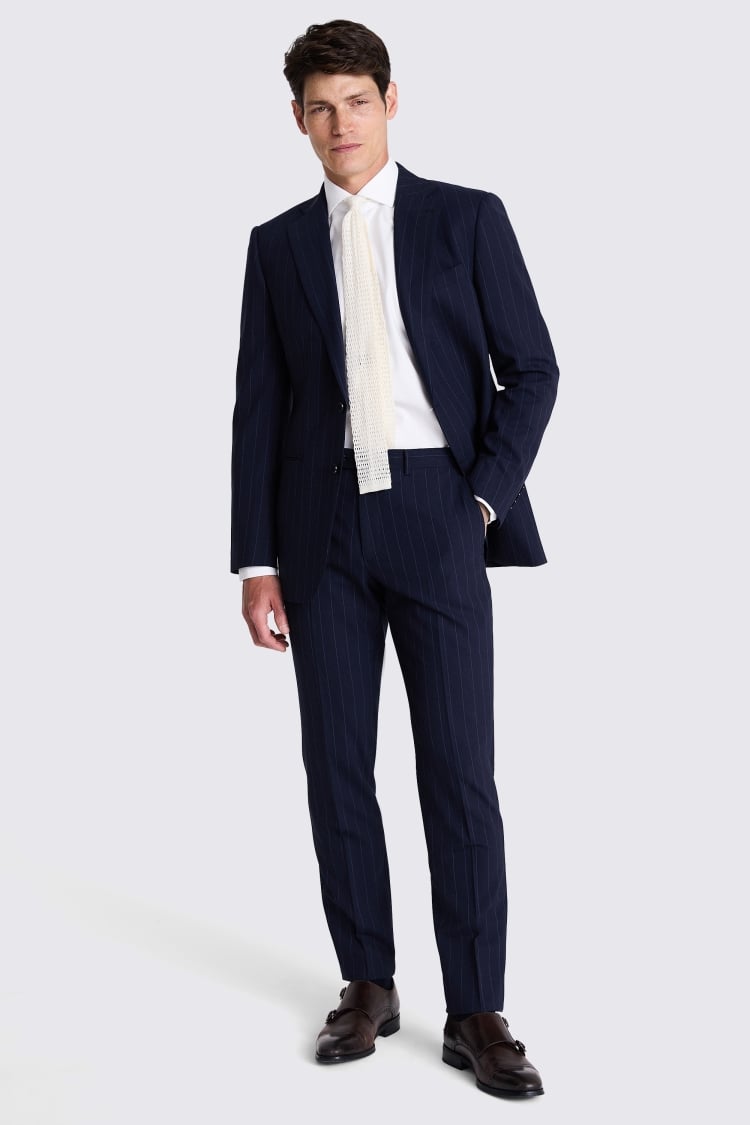 Tailored Fit Navy Stripe Performance Suit