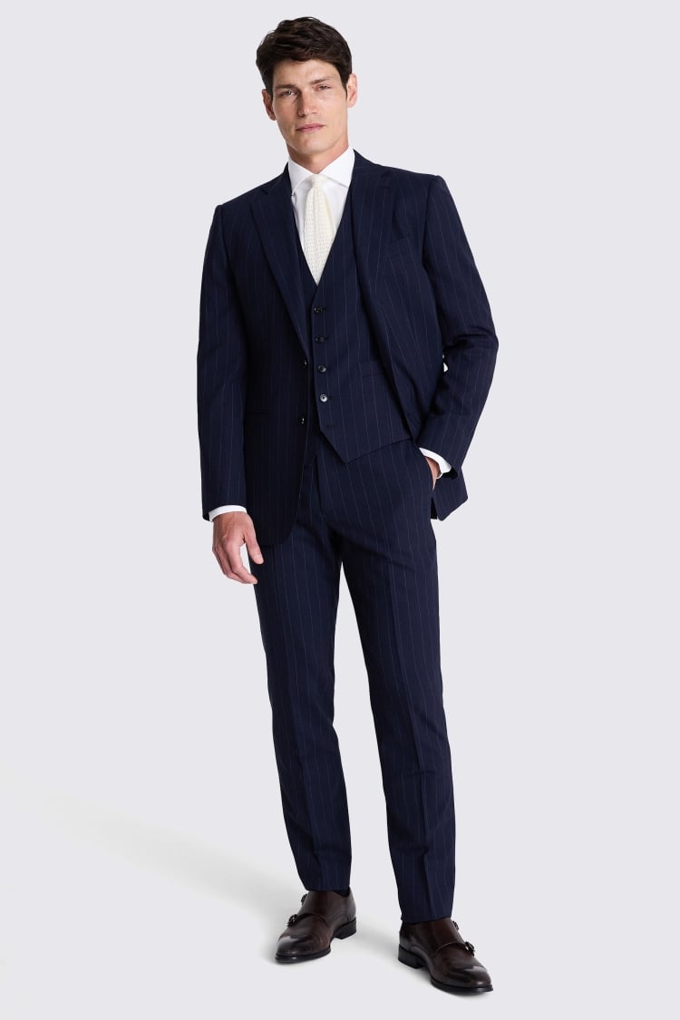 Tailored Fit Navy Stripe Performance Suit