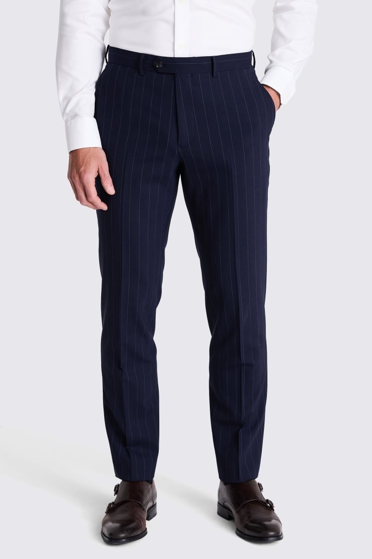 Tailored Fit Navy Stripe Performance Pants