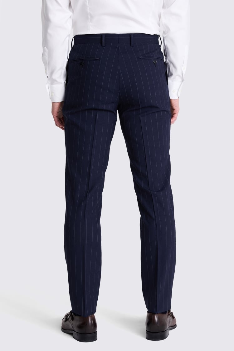 Tailored Fit Navy Stripe Performance Trousers