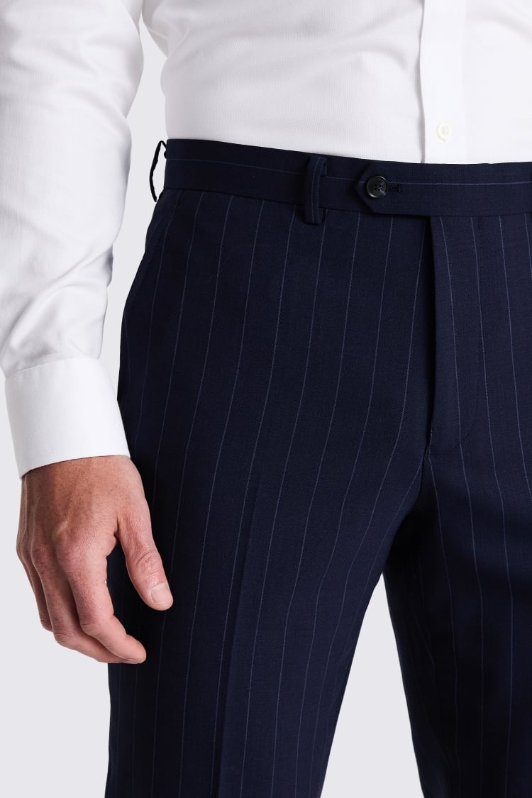 Tailored Fit Navy Stripe Performance Trousers