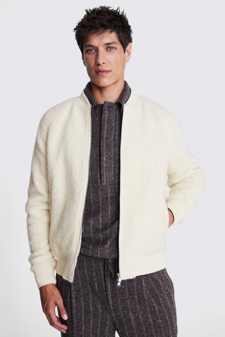 Winter White Bouclé Zip Jacket