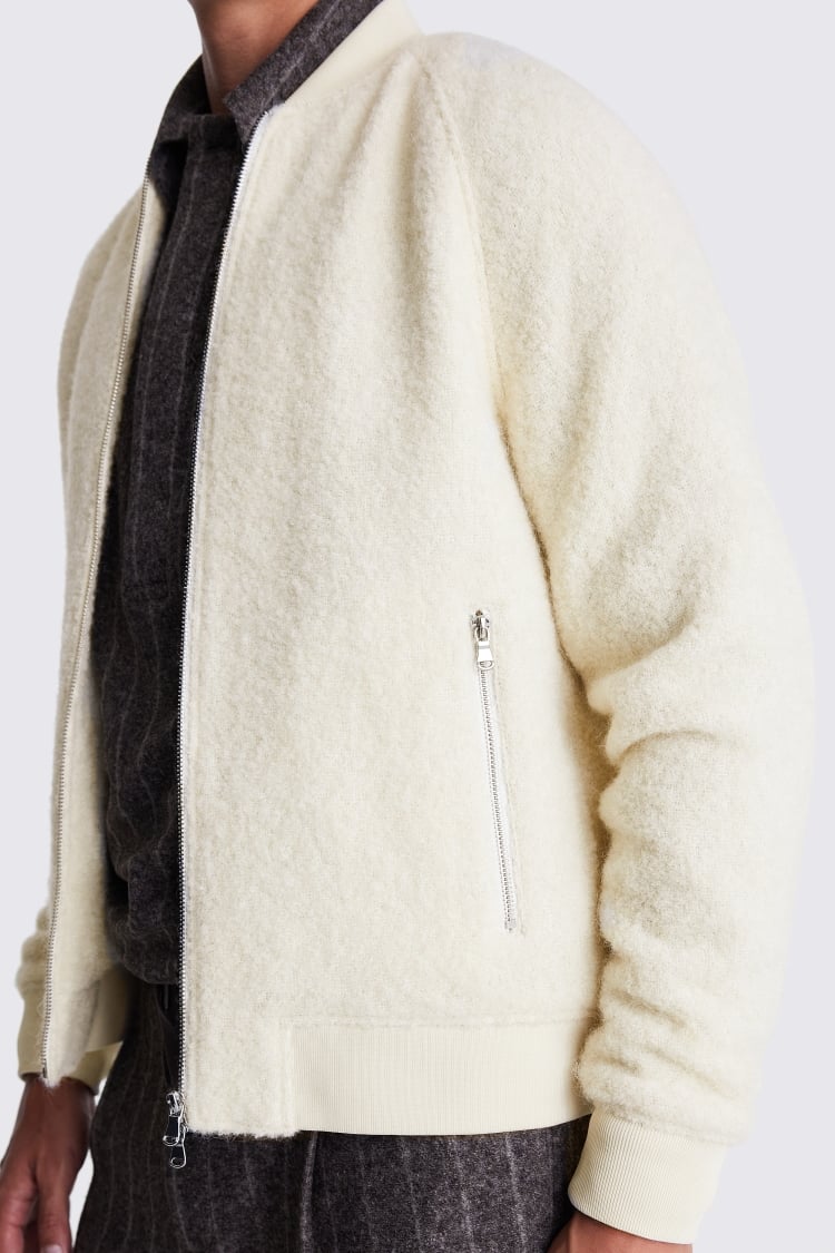 Winter White Bouclé Zip Jacket