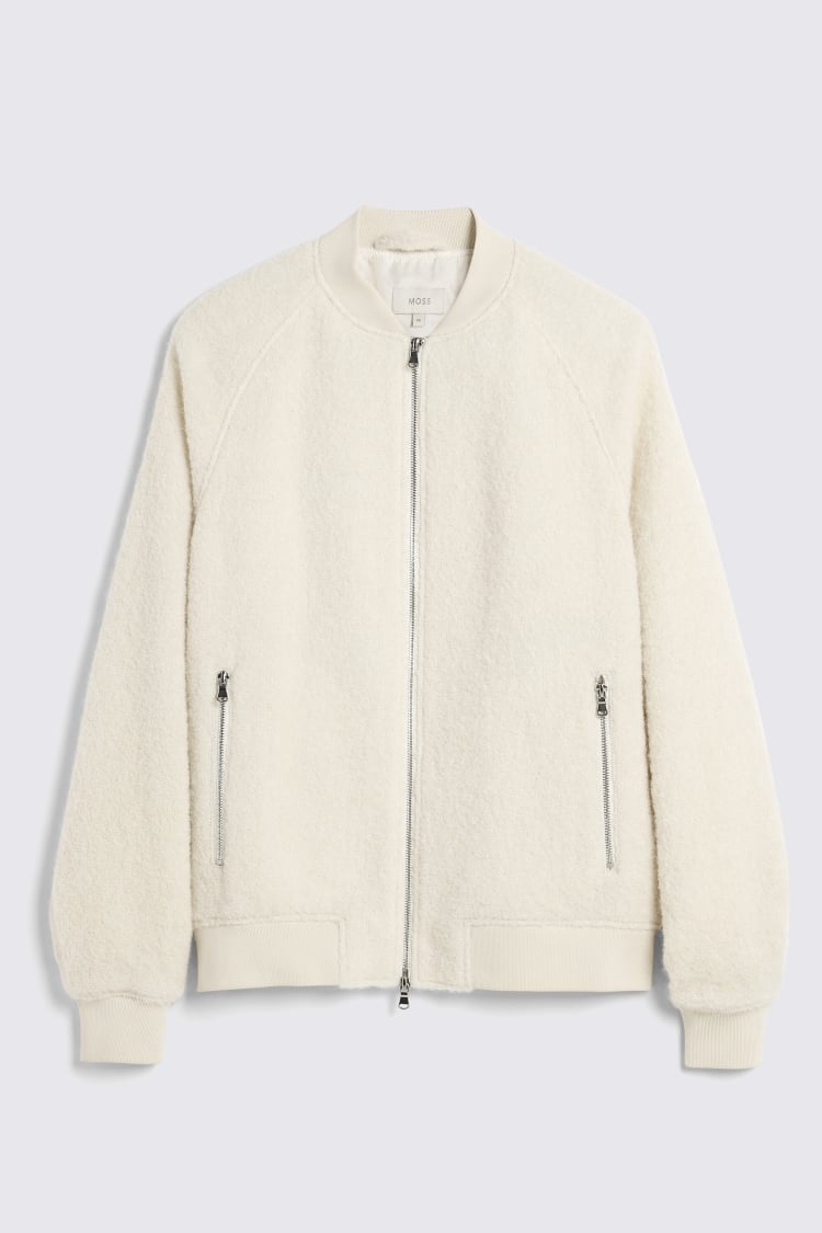 Winter White Bouclé Zip Jacket