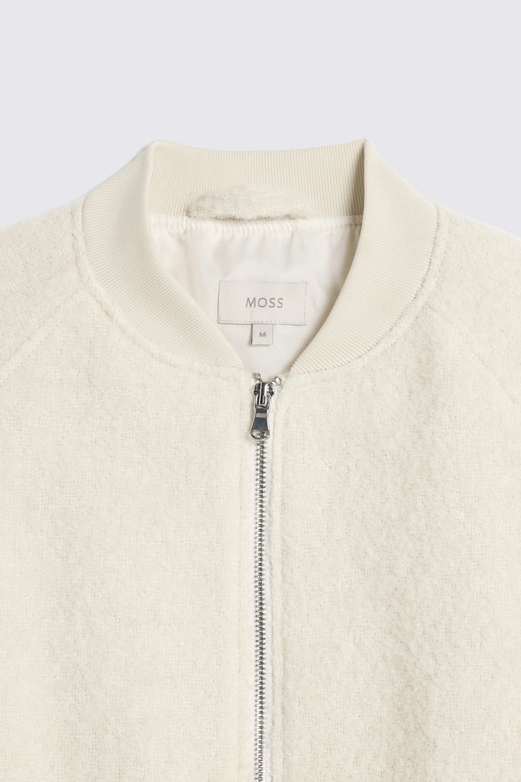 Winter White Bouclé Zip Jacket