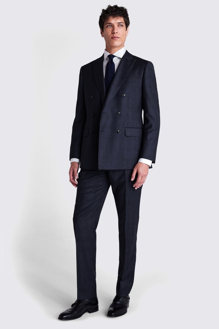 Tailored Fit Navy Check Performance Suit