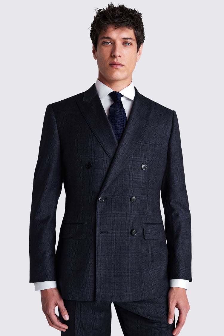 Tailored Fit Navy Check Performance Suit