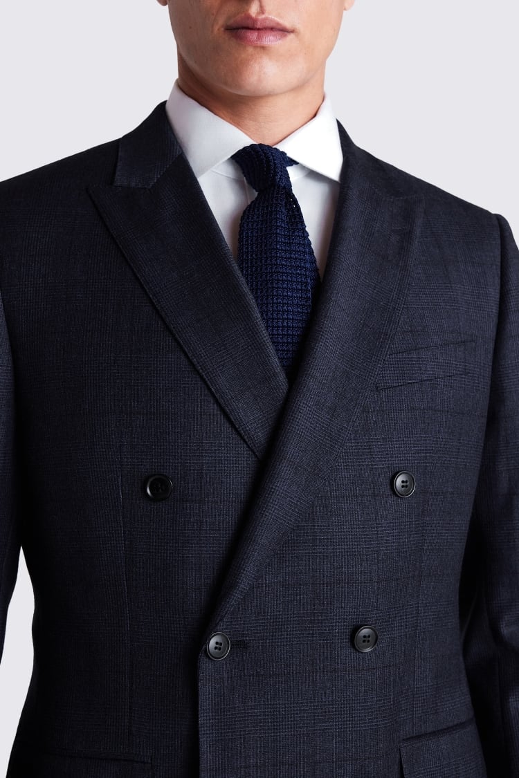 Tailored Fit Navy Check Performance Suit