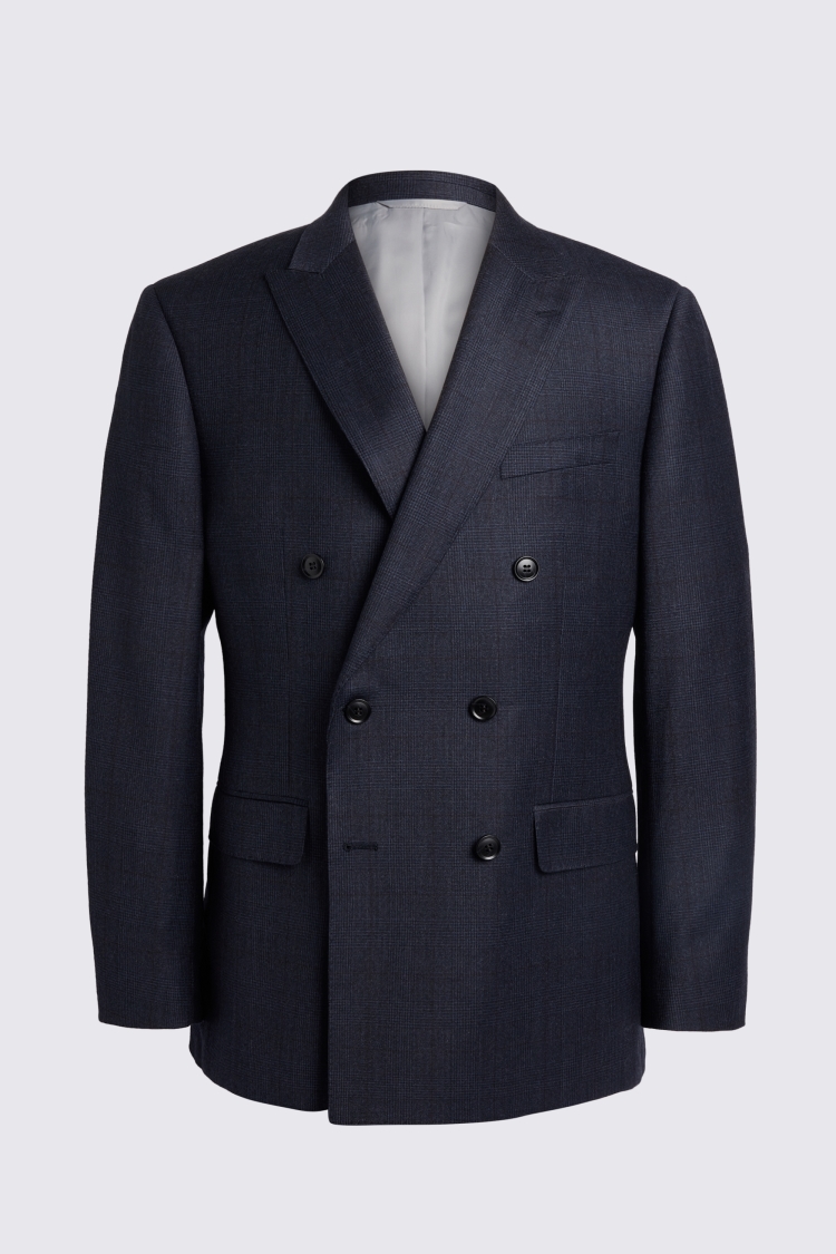 Tailored Fit Navy Check Performance Jacket