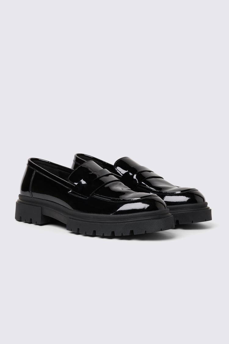 Chunky Black Patent Loafer 