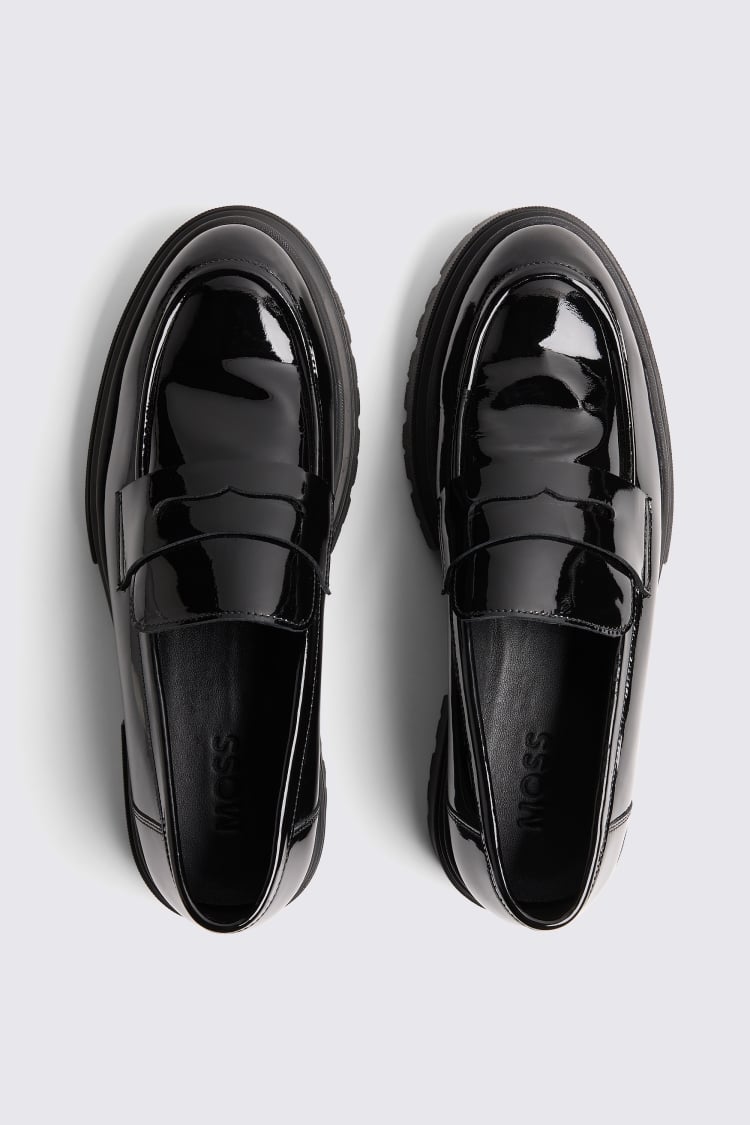 Chunky Black Patent Loafer 