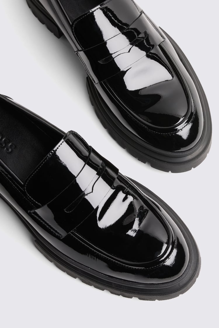 Chunky Black Patent Loafer 