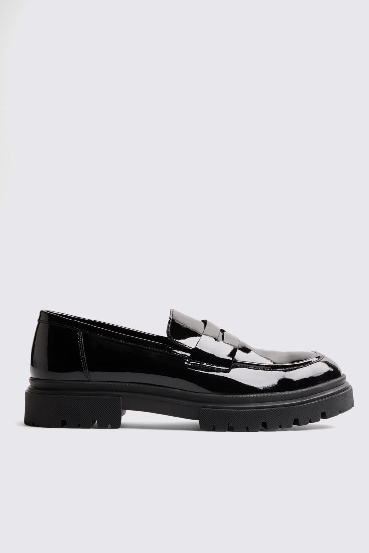 Chunky Black Patent Loafer 