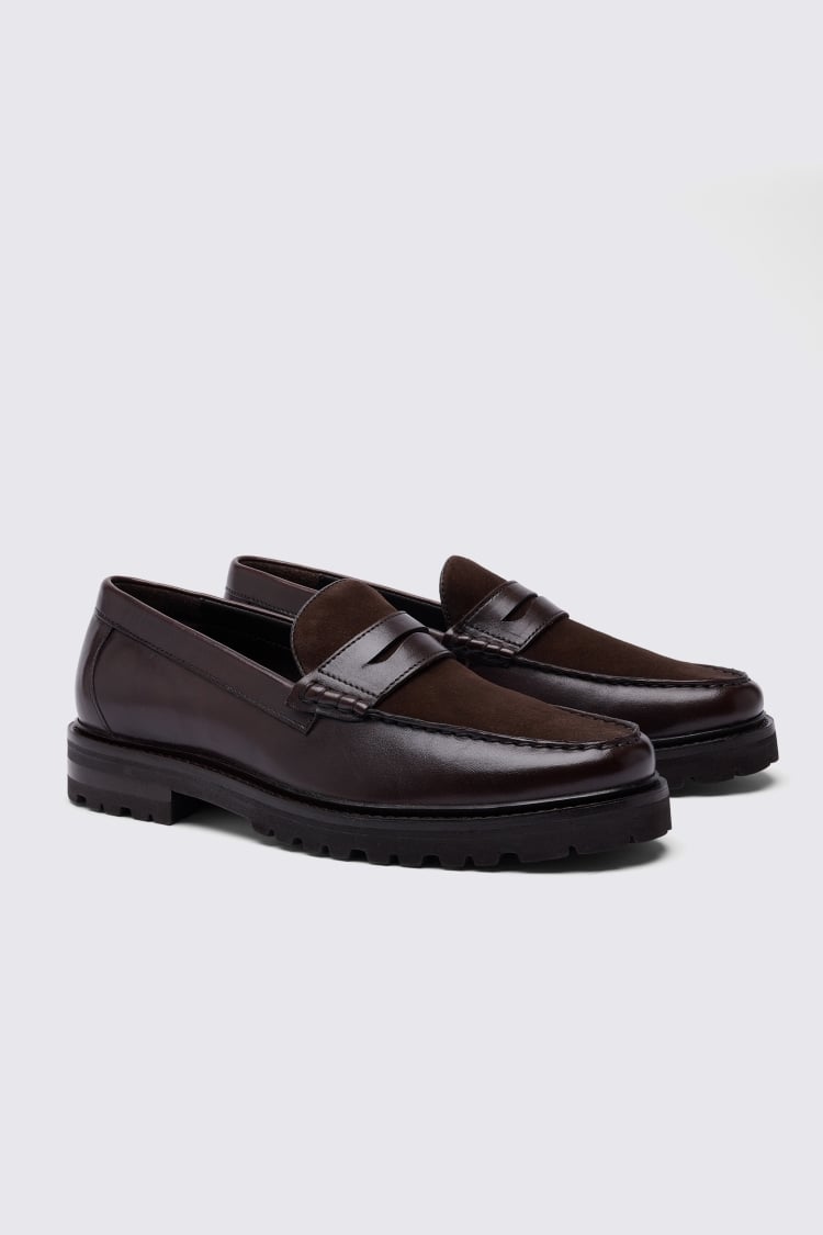 Camden Chunky Dark Brown Suede & Leather Loafer