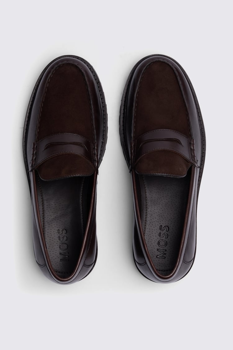 Camden Chunky Dark Brown Suede & Leather Loafer