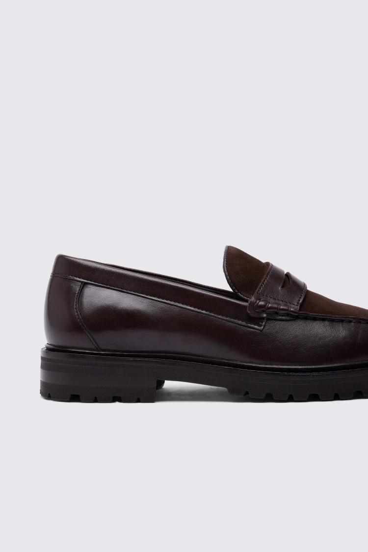 Camden Chunky Dark Brown Suede & Leather Loafer