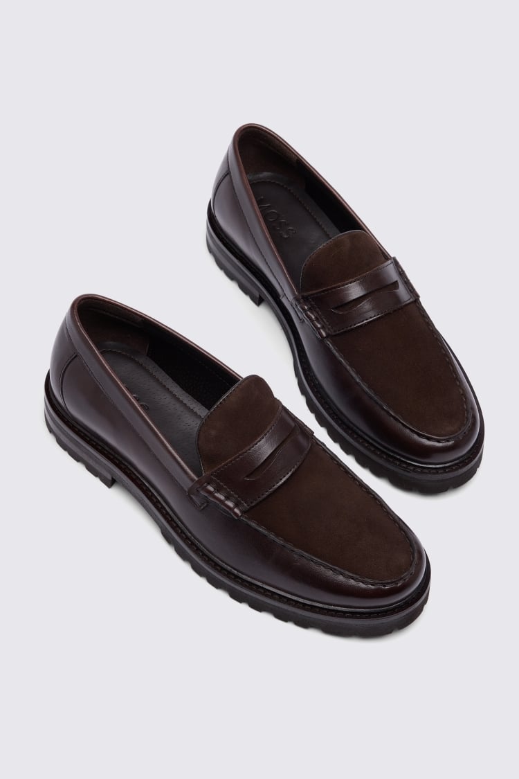 Camden Chunky Dark Brown Suede & Leather Loafer