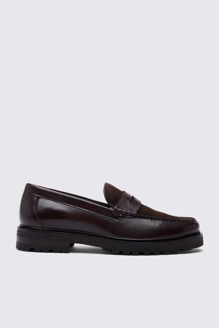 Camden Chunky Dark Brown Suede & Leather Loafer