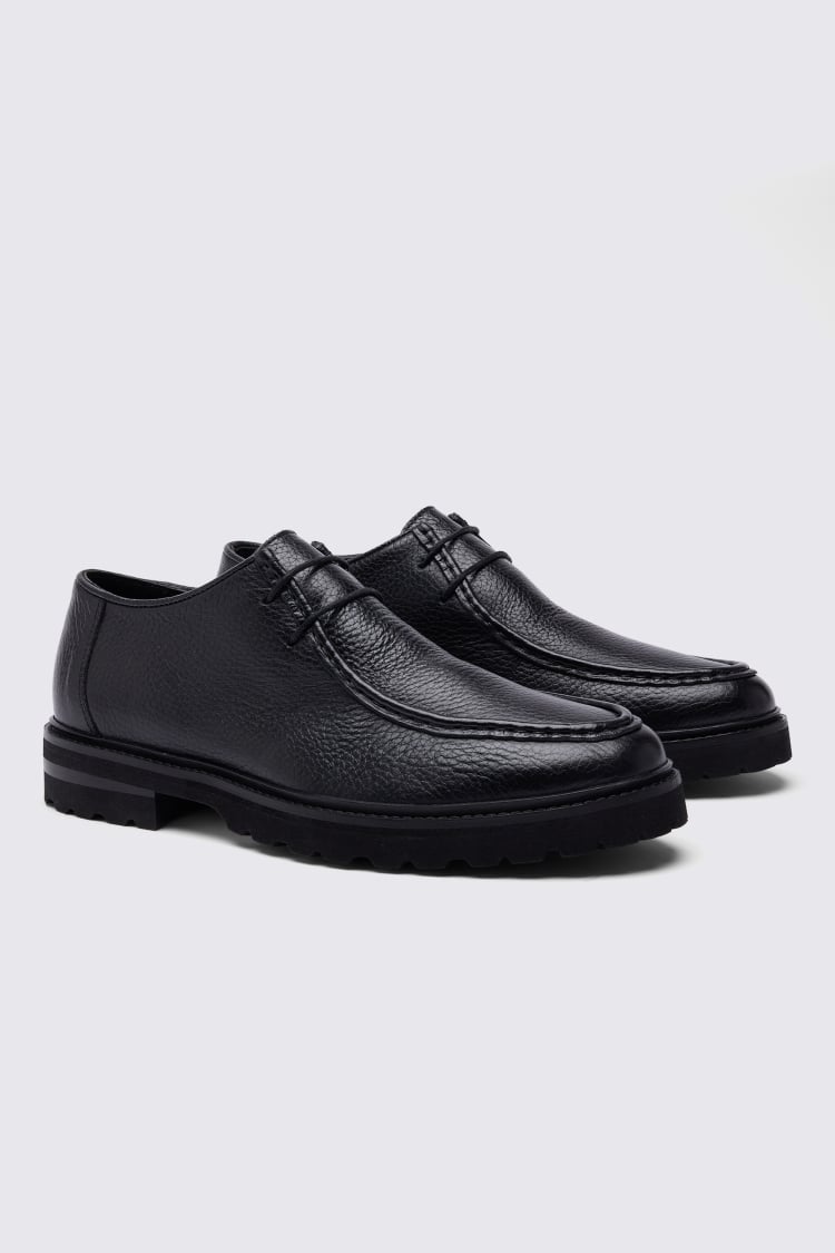 Hackney Black Leather Chunky Shoe