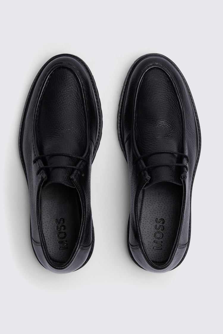 Hackney Black Leather Chunky Shoe