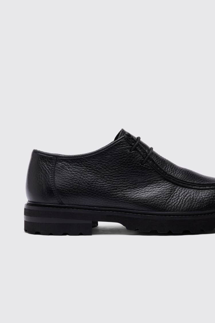 Hackney Black Leather Chunky Shoe