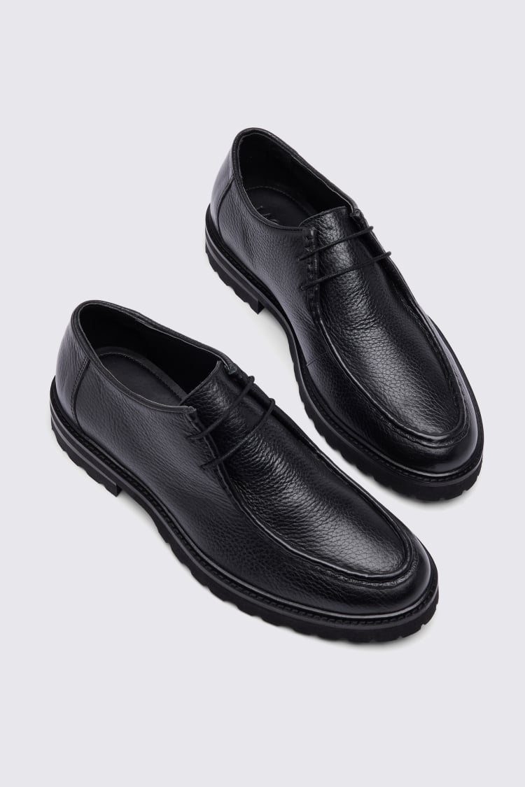 Hackney Black Leather Chunky Shoe