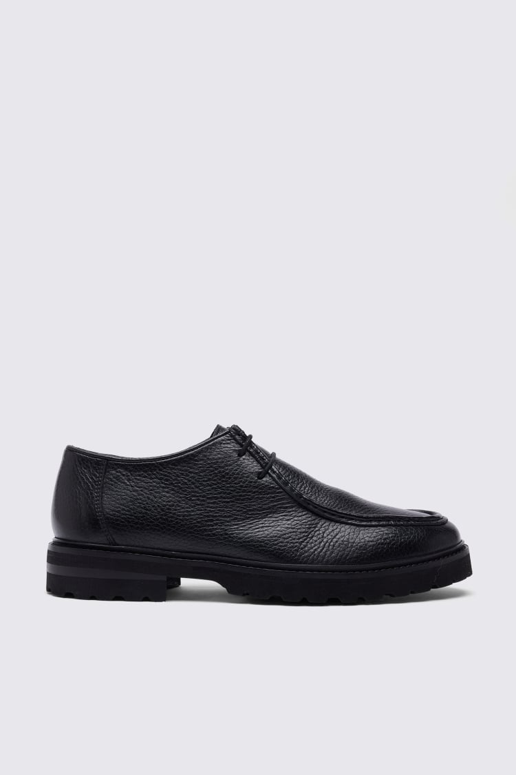 Hackney Black Leather Chunky Shoe