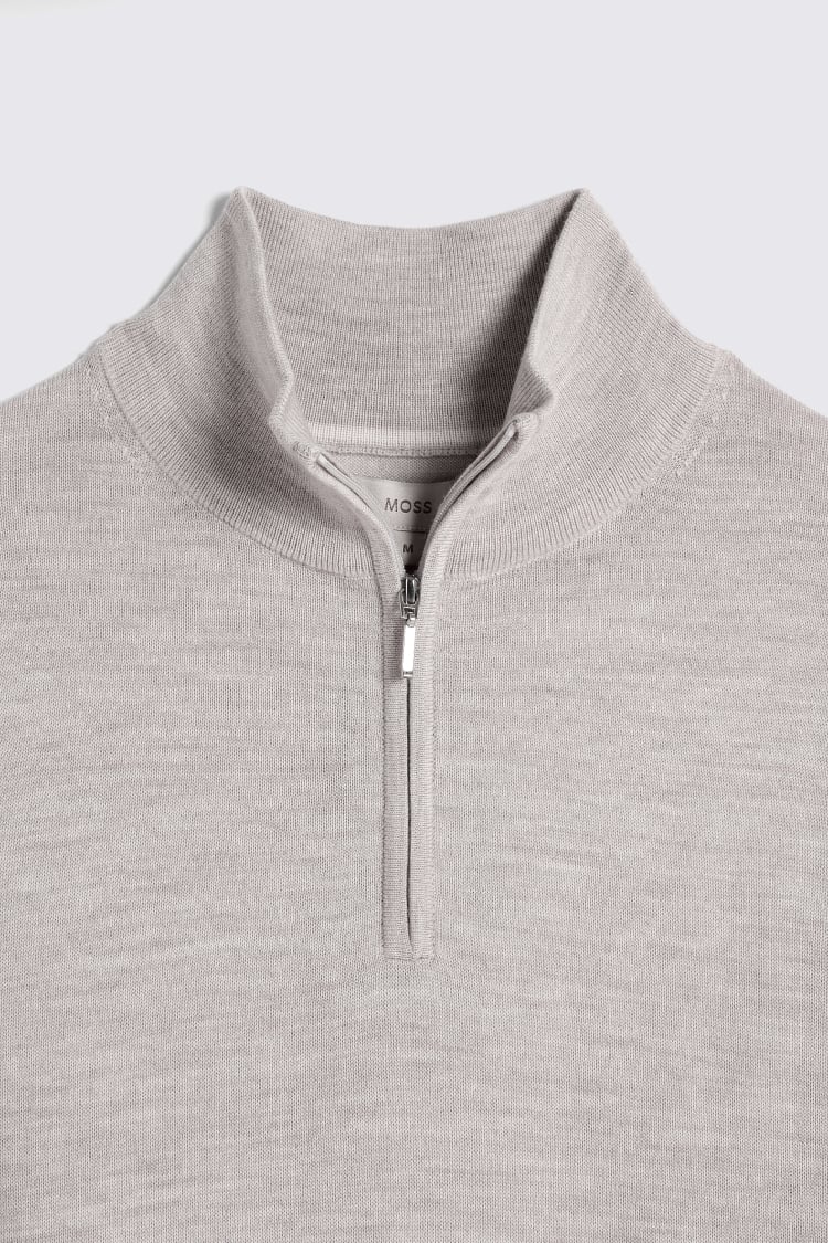 Oatmeal Merino Zip-Neck Jumper