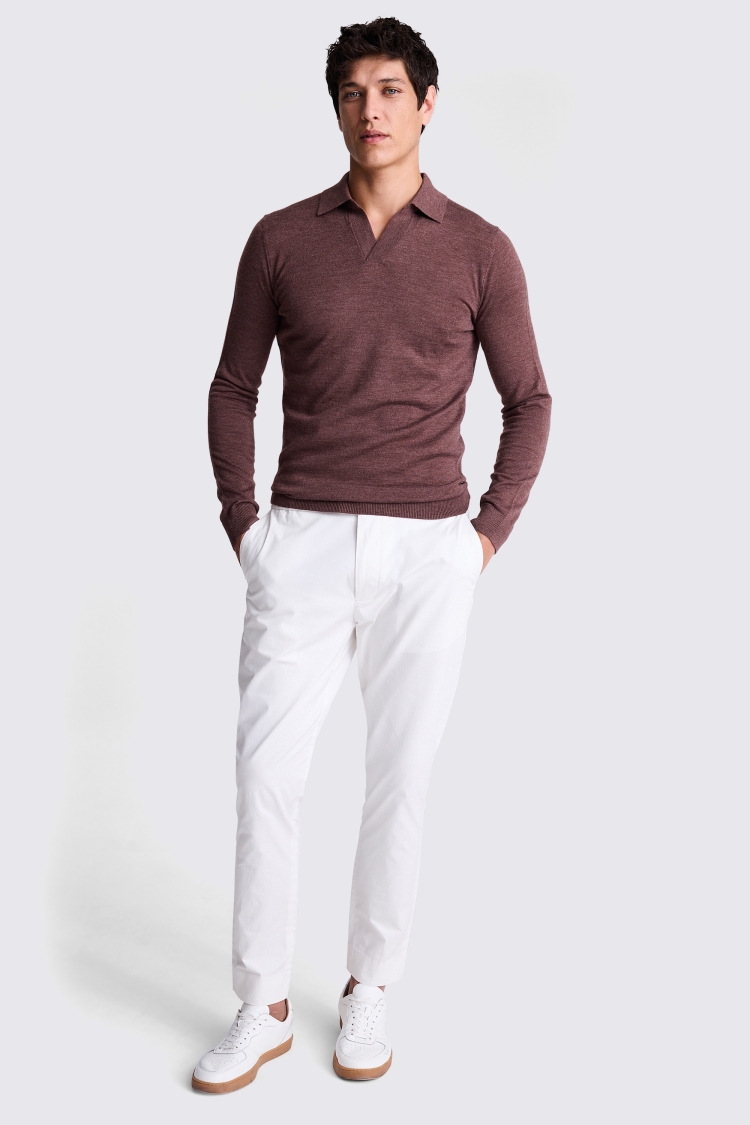 Maroon Merino-Blend Skipper Polo