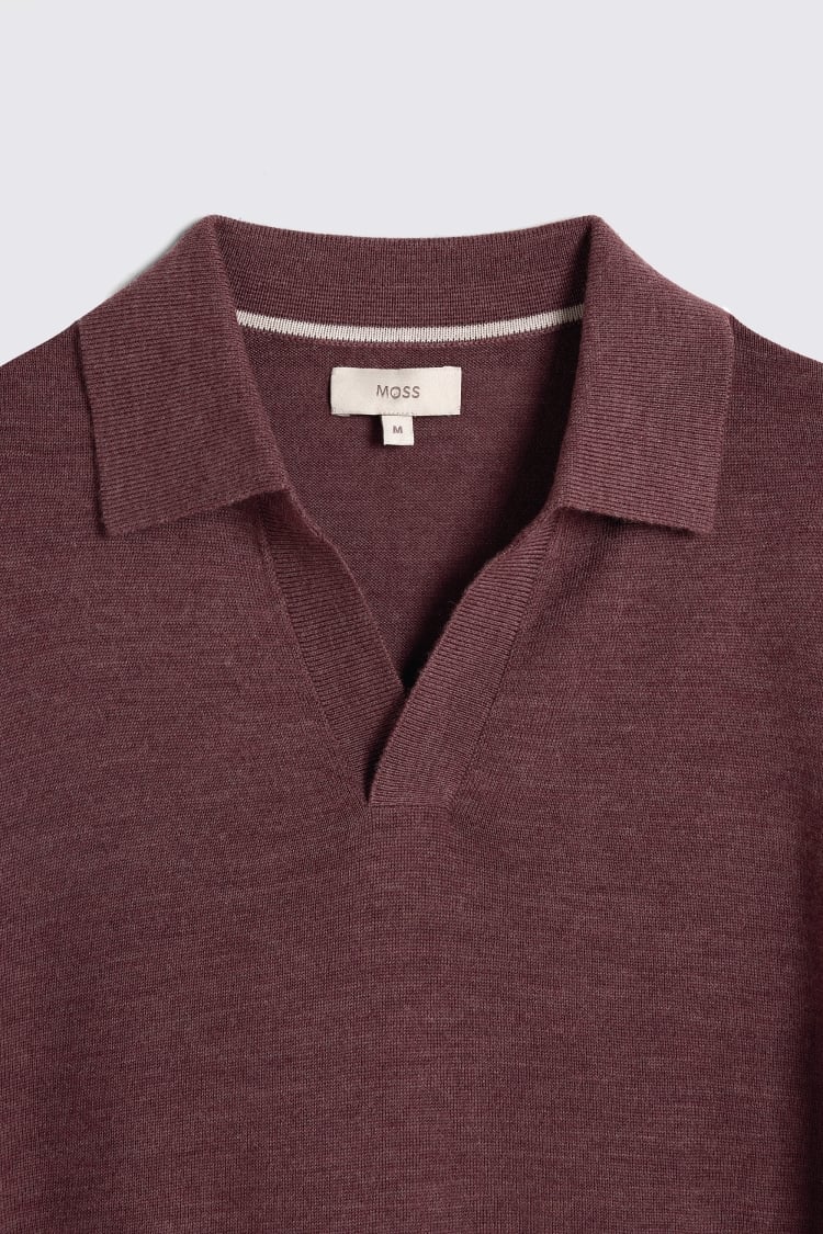 Maroon Merino-Blend Skipper Polo