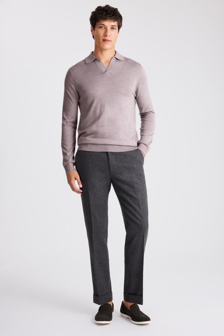 Lilac Merino-Blend Skipper Shirt