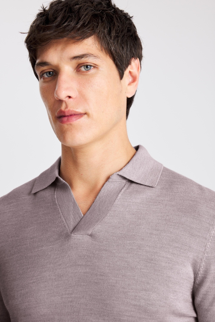 Lilac Merino-Blend Skipper Polo