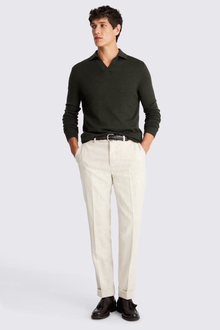 Khaki Merino-Blend Skipper Shirt