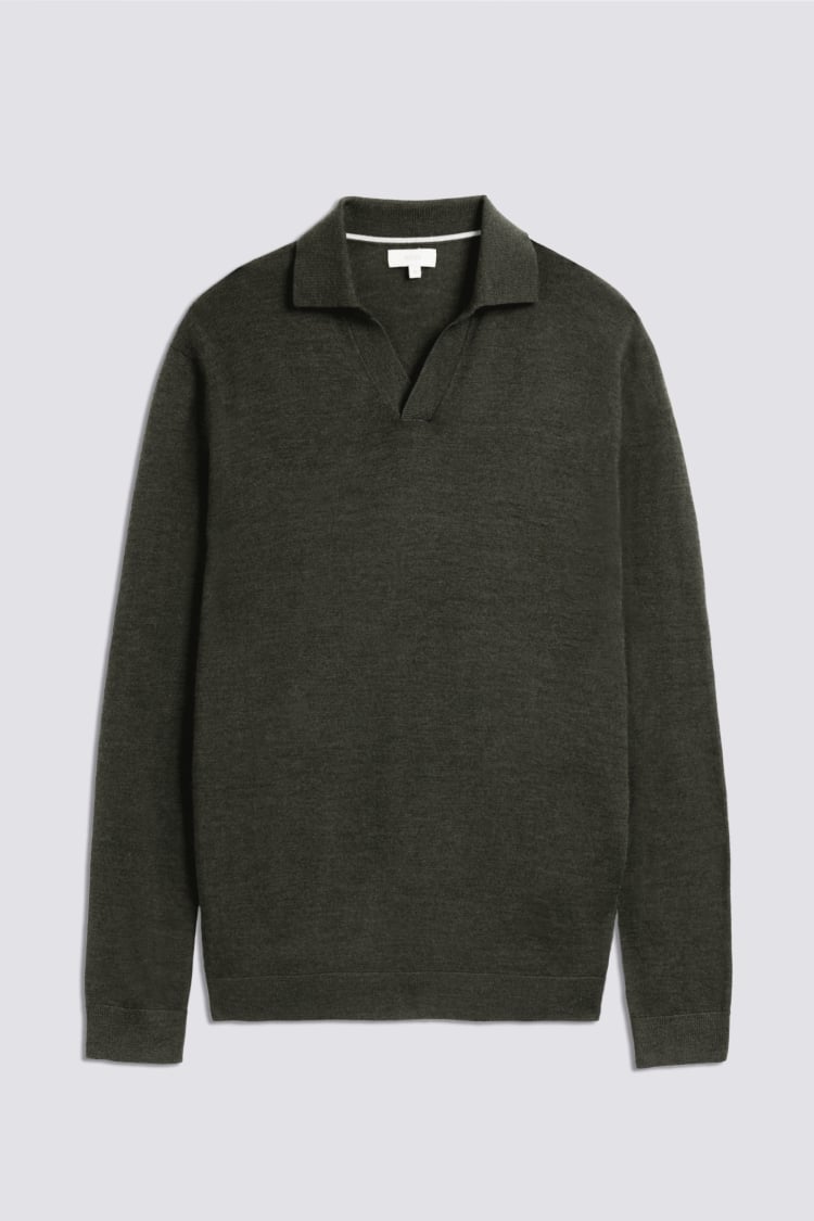 Khaki Merino-Blend Skipper Shirt