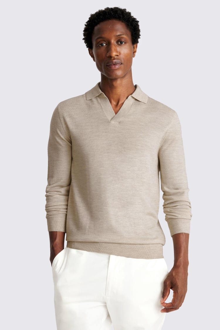 Oatmeal Merino-Blend Skipper Shirt