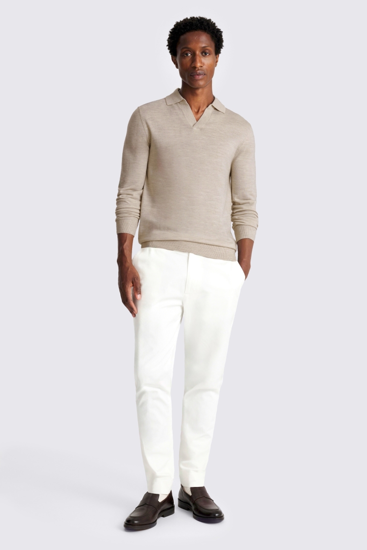 Oatmeal Merino-Blend Skipper Shirt