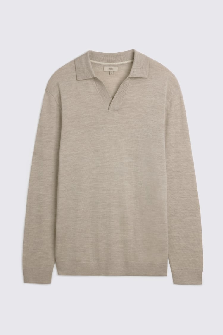 Oatmeal Merino-Blend Skipper Shirt