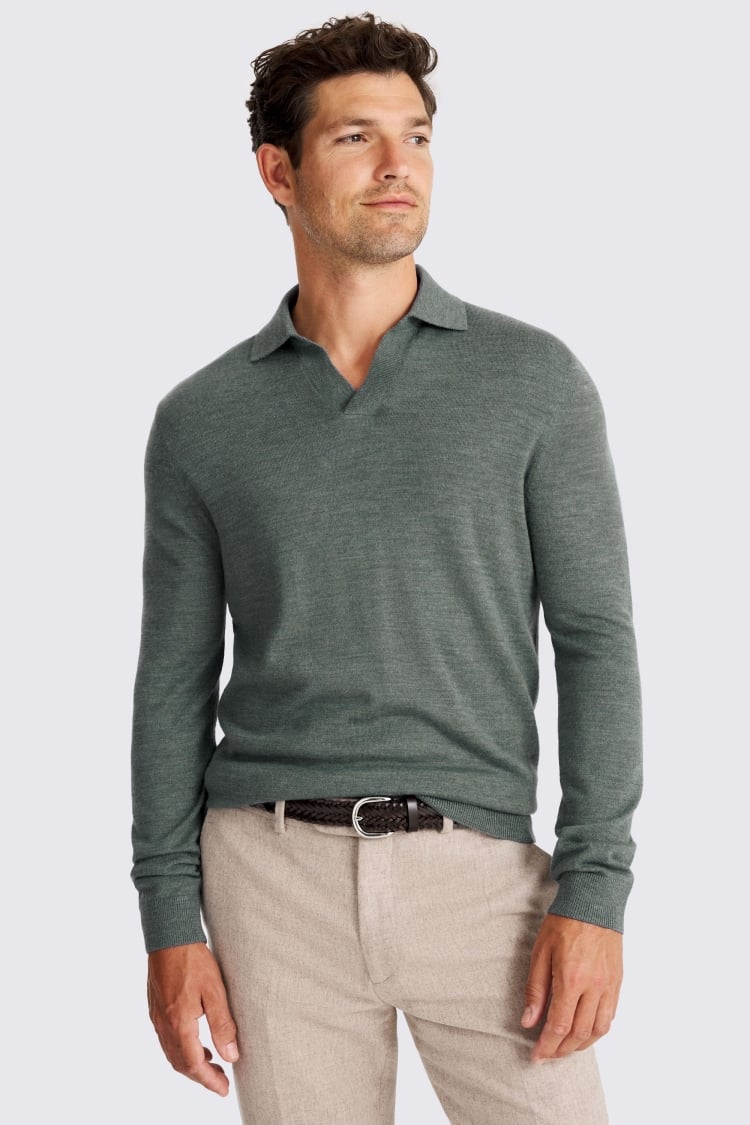 Mid Teal Merino-Blend Skipper Shirt
