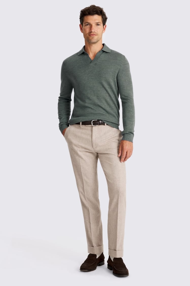Mid Teal Merino-Blend Skipper Shirt