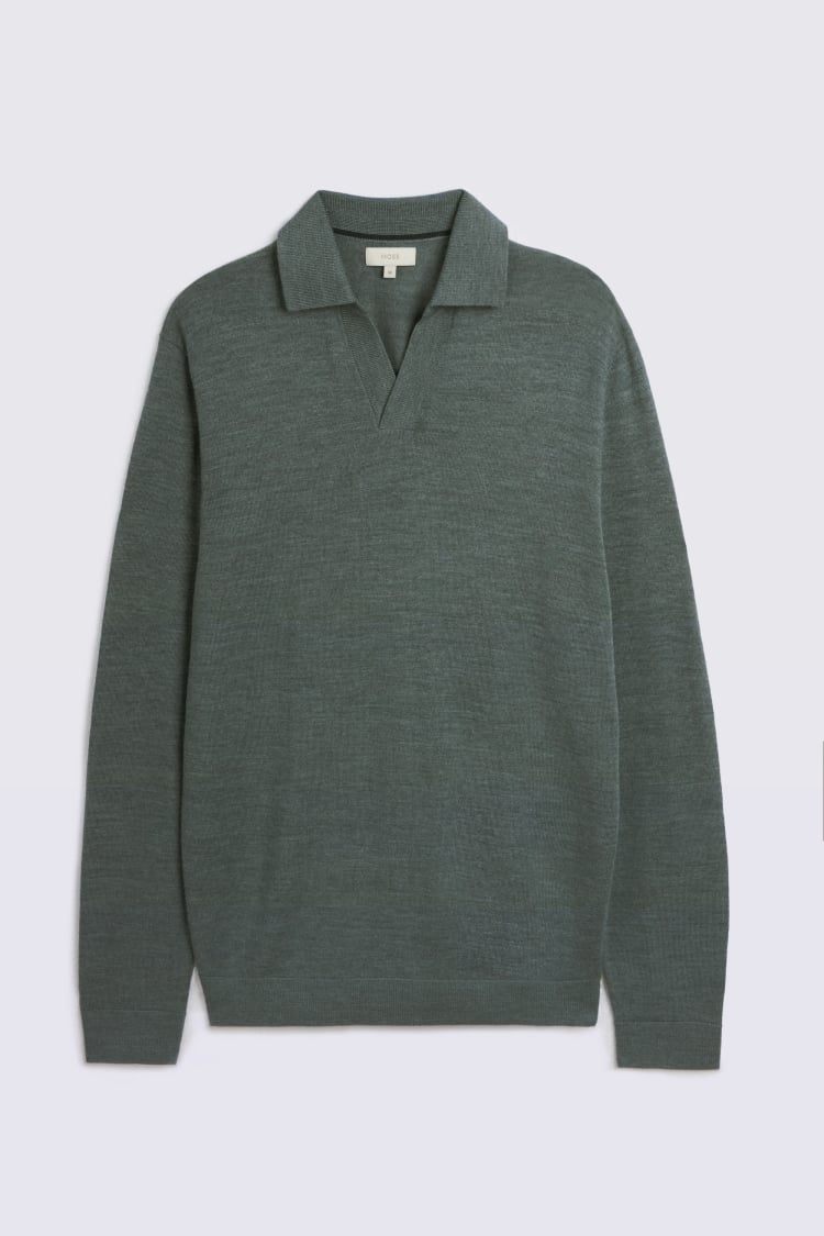 Mid Teal Merino-Blend Skipper Shirt