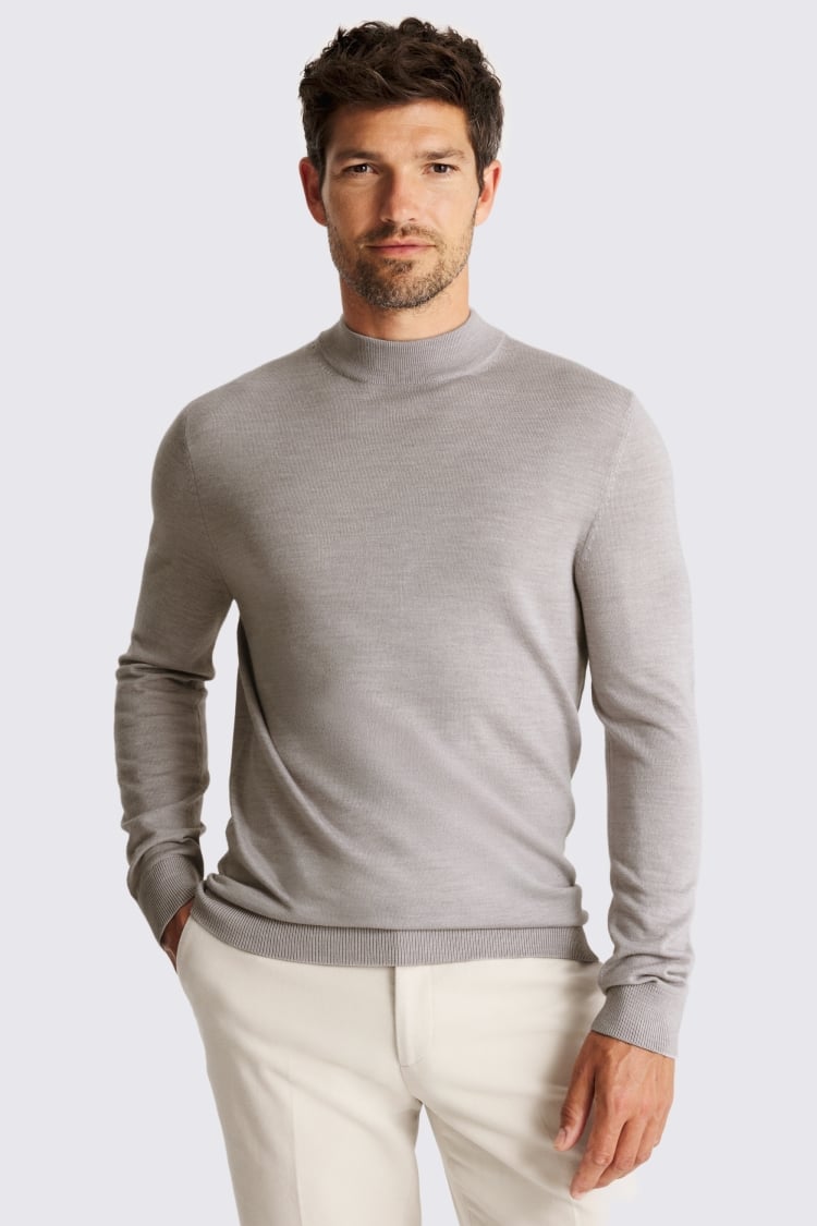 Lilac Merino-Blend Mock Neck Jumper