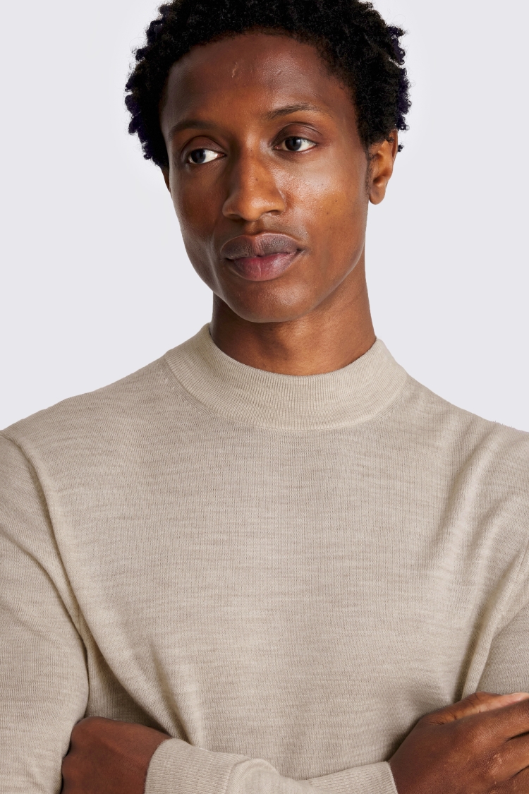Oatmeal Merino Mock-Neck Jumper