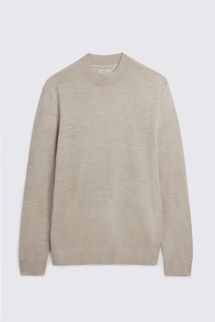 Oatmeal Merino Mock-Neck Jumper