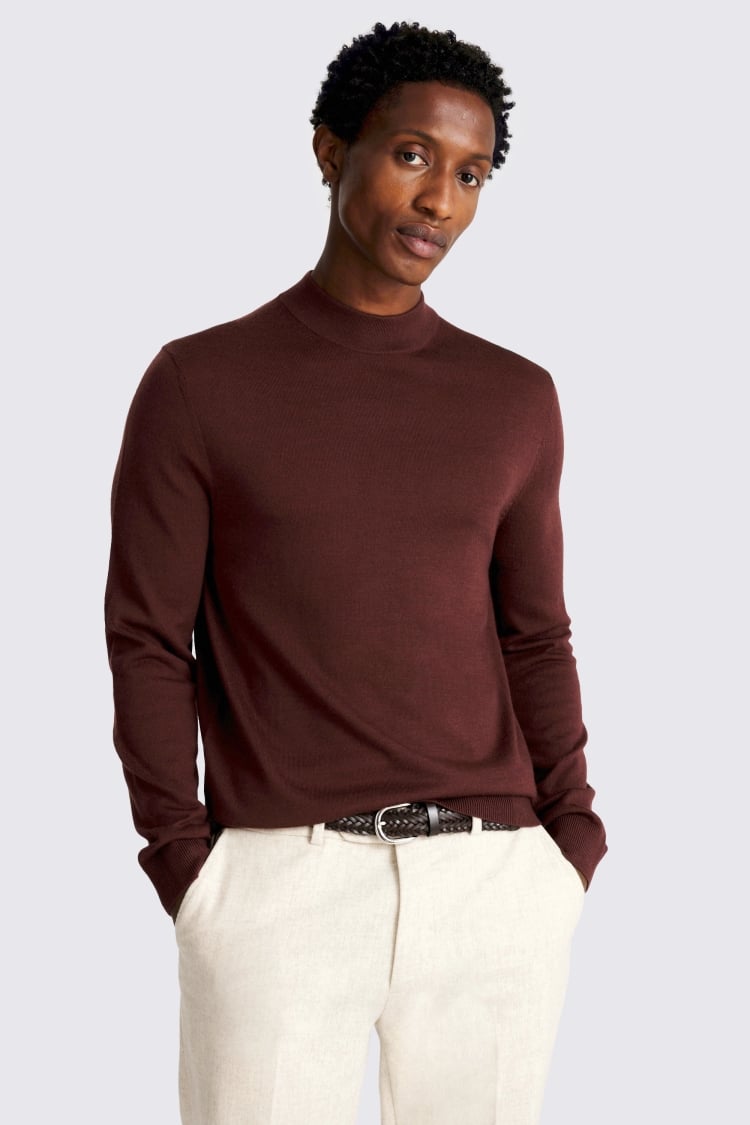 Cerise Merino Mock-Neck Jumper