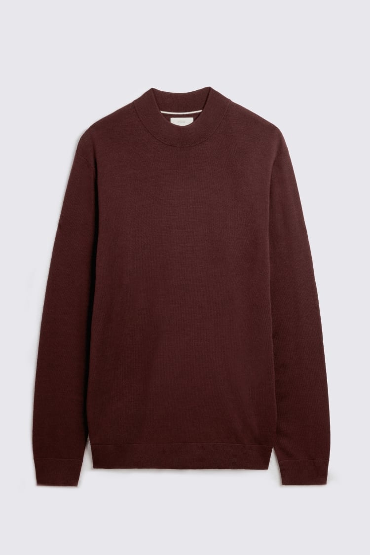 Cerise Merino Mock-Neck Jumper