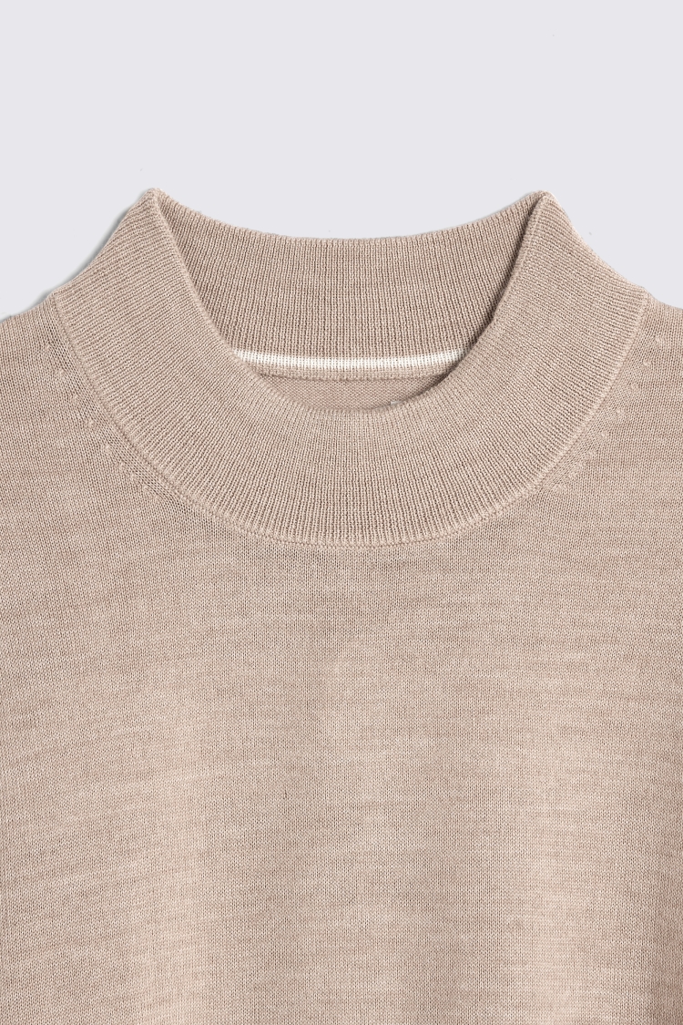 Camel Merino-Blend Mock Neck Jumper