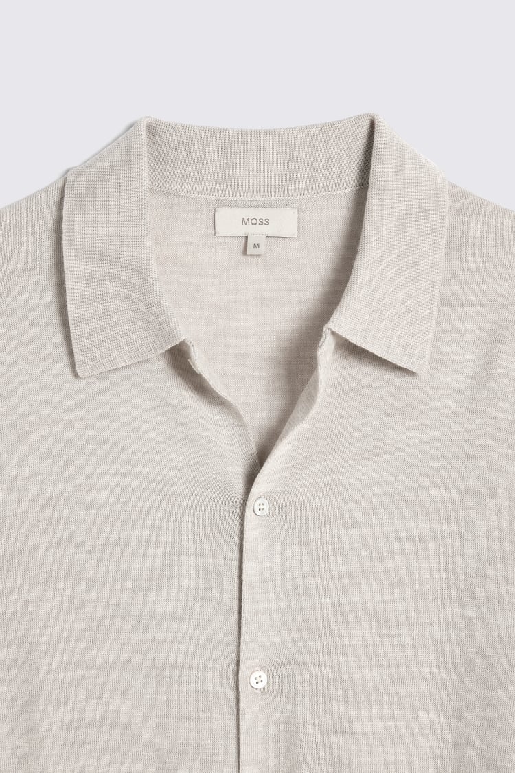 Oatmeal Merino-Blend Button Down Shirt